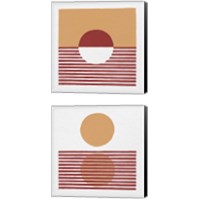 Framed 'Reflection Red Yellow 2 Piece Canvas Print Set' border=