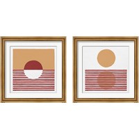 Framed 'Reflection Red Yellow 2 Piece Framed Art Print Set' border=