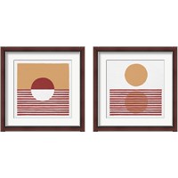 Framed 'Reflection Red Yellow 2 Piece Framed Art Print Set' border=