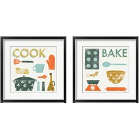 Framed 'Retro Kitchen 2 Piece Framed Art Print Set' border=