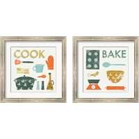 Framed 'Retro Kitchen 2 Piece Framed Art Print Set' border=