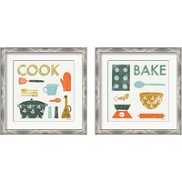 Framed 'Retro Kitchen 2 Piece Framed Art Print Set' border=