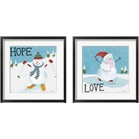Framed 'Snowman Snowday 2 Piece Framed Art Print Set' border=