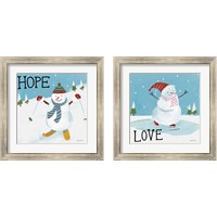 Framed 'Snowman Snowday 2 Piece Framed Art Print Set' border=