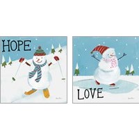 Framed 'Snowman Snowday 2 Piece Art Print Set' border=