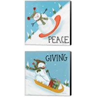 Framed 'Snowman Snowday 2 Piece Canvas Print Set' border=