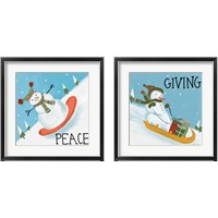 Framed 'Snowman Snowday 2 Piece Framed Art Print Set' border=