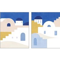 Framed 'Simple Santorini 2 Piece Art Print Set' border=