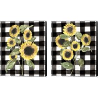 Framed 'Buffalo Check Sunflower 2 Piece Canvas Print Set' border=