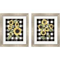 Framed 'Buffalo Check Sunflower 2 Piece Framed Art Print Set' border=