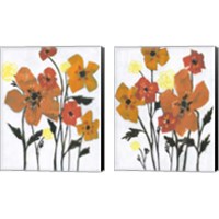 Framed 'Hot Flowers 2 Piece Canvas Print Set' border=