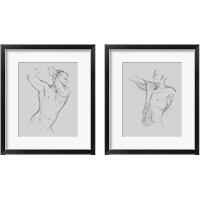 Framed 'Male Torso Sketch 2 Piece Framed Art Print Set' border=