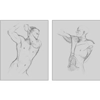 Framed 'Male Torso Sketch 2 Piece Art Print Set' border=