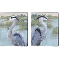 Framed 'Blue Heron Portrait 2 Piece Canvas Print Set' border=