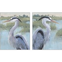 Framed Blue Heron Portrait 2 Piece Art Print Set