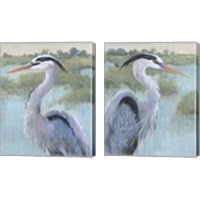 Framed 'Blue Heron Portrait 2 Piece Canvas Print Set' border=
