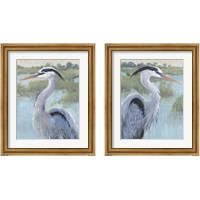 Framed 'Blue Heron Portrait 2 Piece Framed Art Print Set' border=
