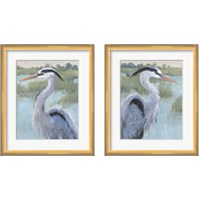 Framed 'Blue Heron Portrait 2 Piece Framed Art Print Set' border=