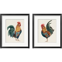 Framed Watercolor Rooster  2 Piece Framed Art Print Set