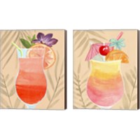 Framed 'Tropical Cocktail 2 Piece Canvas Print Set' border=