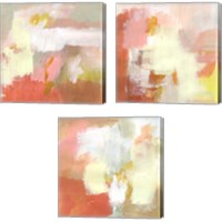 Framed 'Yellow and Blush 3 Piece Canvas Print Set' border=