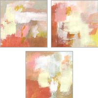 Framed 'Yellow and Blush 3 Piece Art Print Set' border=