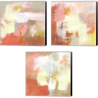 Framed Yellow and Blush 3 Piece Canvas Print Set