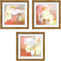 Framed 'Yellow and Blush 3 Piece Framed Art Print Set' border=