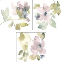 Framed 'Sweet Petals and Leaves 3 Piece Art Print Set' border=