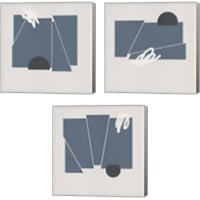 Framed 'Blue Felt 3 Piece Canvas Print Set' border=