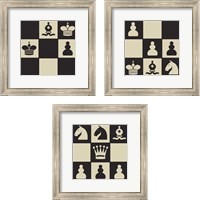 Framed 'Chess Puzzle 3 Piece Framed Art Print Set' border=
