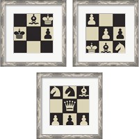 Framed 'Chess Puzzle 3 Piece Framed Art Print Set' border=