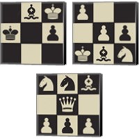 Framed 'Chess Puzzle 3 Piece Canvas Print Set' border=