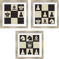 Framed 'Chess Puzzle 3 Piece Framed Art Print Set' border=
