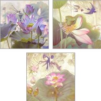 Framed 'Lotus Sanctuary 3 Piece Art Print Set' border=