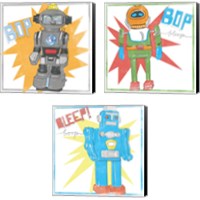 Framed Toy Tin Robots 3 Piece Canvas Print Set