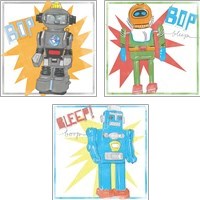 Framed 'Toy Tin Robots 3 Piece Art Print Set' border=