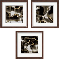 Framed 'Golden Shimmer  3 Piece Framed Art Print Set' border=