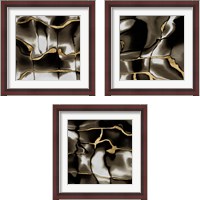 Framed 'Golden Shimmer  3 Piece Framed Art Print Set' border=