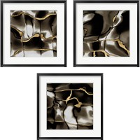 Framed 'Golden Shimmer  3 Piece Framed Art Print Set' border=