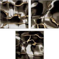 Framed 'Golden Shimmer  3 Piece Art Print Set' border=