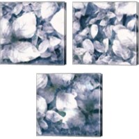 Framed 'Blue Shaded Leaves 3 Piece Canvas Print Set' border=