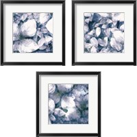 Framed 'Blue Shaded Leaves 3 Piece Framed Art Print Set' border=