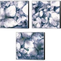 Framed Blue Shaded Leaves 3 Piece Canvas Print Set