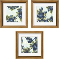 Framed 'Lush Indigo Blooms 3 Piece Framed Art Print Set' border=