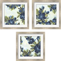 Framed Lush Indigo Blooms 3 Piece Framed Art Print Set