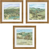 Framed 'Hill Lines 3 Piece Framed Art Print Set' border=
