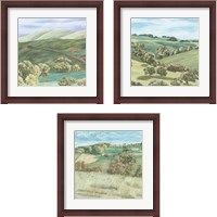 Framed 'Hill Lines 3 Piece Framed Art Print Set' border=