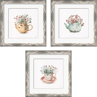 Framed 'Garden Tea 3 Piece Framed Art Print Set' border=