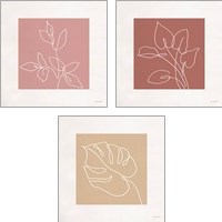 Framed 'Just Leaves 3 Piece Art Print Set' border=